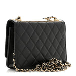 Lambskin Quilted Trendy CC Wallet On Chain WOC Black
