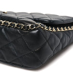 Lambskin Quilted Enamel CC Chain Frame Flap Black