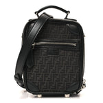 Recycled Fabric Jacquard Vitello Astro Micro FF Mini Trolley Bag Asfalto Black