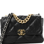 Goatskin Quilted Large Chanel 19 Flap Black