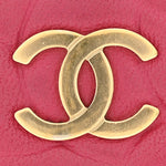 Lambskin Camellia Embossed Large Gusset Zip Around Wallet Fuchsia