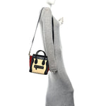 Drummed Calfskin Nubuck Nano Tri-Color Luggage Ruby