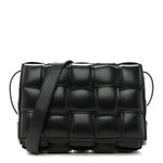 Paper Calfskin Maxi Intreccio Padded Cassette Crossbody Bag Black