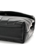 Calfskin Y Quilted Monogram Toy Loulou Crossbody Bag Black