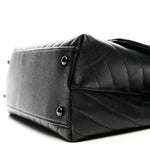 Caviar Chevron Quilted Small Coco Handle Flap So Black
