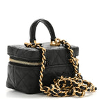 Caviar Quilted Mini Top Handle Vanity With Chain Black