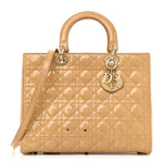Patent Cannage Large Lady Dior Dark Beige