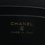 Shiny Aged Calfskin Quilted Top Handle Clutch With Chain Black