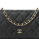 Caviar Quilted Wallet on Chain WOC Black