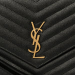 Grain De Poudre Matelasse Chevron Monogram Envelope Clutch Black