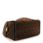 Suede Quilted Small Chanel 25 Handbag Dark Brown