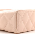 Caviar Quilted Top Handle Slim Vanity With Chain Beige