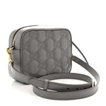 Calfskin GG Matelasse Shoulder Bag Dusty Grey Natural
