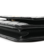 Calfskin Quilted Maxi Pearl Wallet On Chain WOC Black