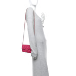 Caviar Quilted Flap Phone Holder With Chain Pink