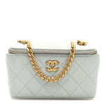 Caviar Quilted Sweetheart Vanity Case Bleu Clair