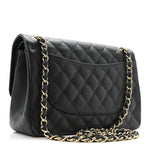 Caviar Quilted Jumbo Double Flap Black