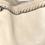 Grainy Calfskin Braided Small Canterbury Tote Beige