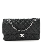 Caviar Quilted Medium Double Flap Black