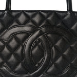 Caviar Quilted Medallion Tote Black