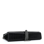 Calfskin Crocodile Embossed Medium Classic Monogram Kate Tassel Satchel Black