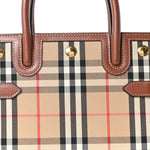Calfskin Vintage Check Mini Two Handle Title Bag Archive Beige