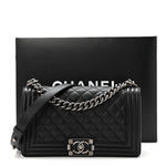 Grained Calfskin Quilted Medium Boy Flap Black