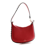 Grainy Calfskin Rockstud Mini Hobo Red
