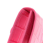Calfskin Crocodile Embossed La Ceinture Bello Double Tour Belt Bag Pink