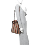 E-Canvas Stripe Small Portrait Tote Bag Archive Beige