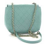 Calfskin Stitched Small Covered CC Flap Bag Green