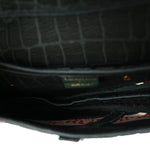 Velvet Crocodile Effect Saddle Bag Green
