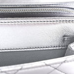 Metallic Lambskin Like A Wallet Flap Silvery Black