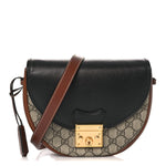 GG Supreme Monogram Calfskin Small Padlock Messenger Shoulder Bag Beige Black Cuir