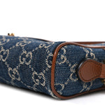 New Denim GG Monogram Dollar Calfskin Mini Ophidia Shoulder Bag Blue Tea Cuir Epilog