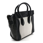 Polka Dot Snakeskin Smooth Calfskin Micro Luggage Black White