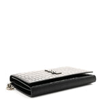 Calfskin Crocodile Embossed Cassandre Wallet On Chain WOC Black