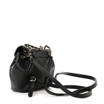 Glazed Aged Calfskin Quilted Small Duma Drawstring Backpack Black