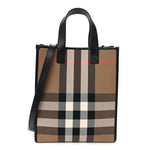 Calfskin House Check Small N/S Tote Black