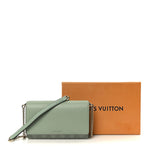 GG Supreme Monogram Textured Calfskin Emblem Wallet On Chain Sage Green