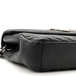 Sheepskin Matelasse Chevron Monogram Medium College Bag Black