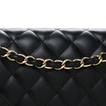 Lambskin Quilted Jumbo Double Flap Black
