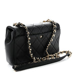 Lambskin Quilted Resin Bi-Color Chain Flap Bag Black