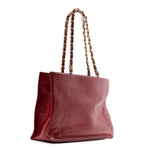 Shiny Aged Calfskin Shopping Bag Red
