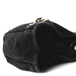 Baby Daim Suede Gold Metallic Edge Hardware Mini City Black
