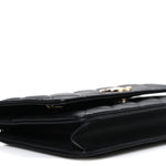 Caviar Quilted Striated CC Wallet On Chain WOC Black
