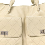 Glazed Caviar Reissue Double Pocket In the City Tote White