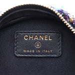 Tweed Quilted Round Clutch With Chain Multicolor