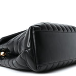 Calfskin Y Quilted Monogram Medium Loulou Chain Satchel Black