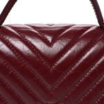 Calfskin Chevron Quilted Top Handle Flap Red